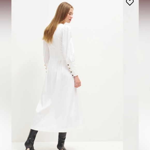 NWT Reformation Halia midi shirt Dress velvet buttons a line poplin cotton - Picture 8 of 16